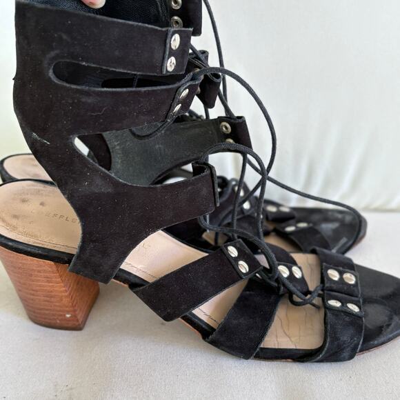 Loeffler Randall Hana Gladiator Sandals 9.5 Black Heels Strappy Leather Stud - Picture 3 of 6